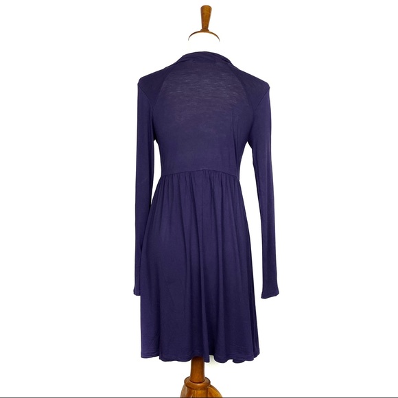 Color Me Red Cowl Neck Long Sleeve Knee Length Tunic Swing Dress Plum Med - Picture 4 of 8